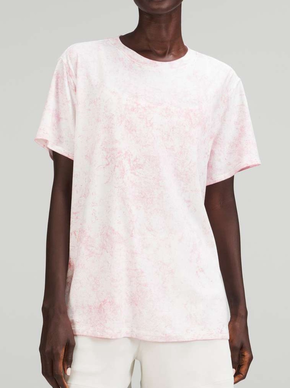 Lululemon All Yours Vitasea Pima Cotton Tee Size 12 Cirrus Wash Pink White